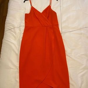 Bright orange crepe mini dress